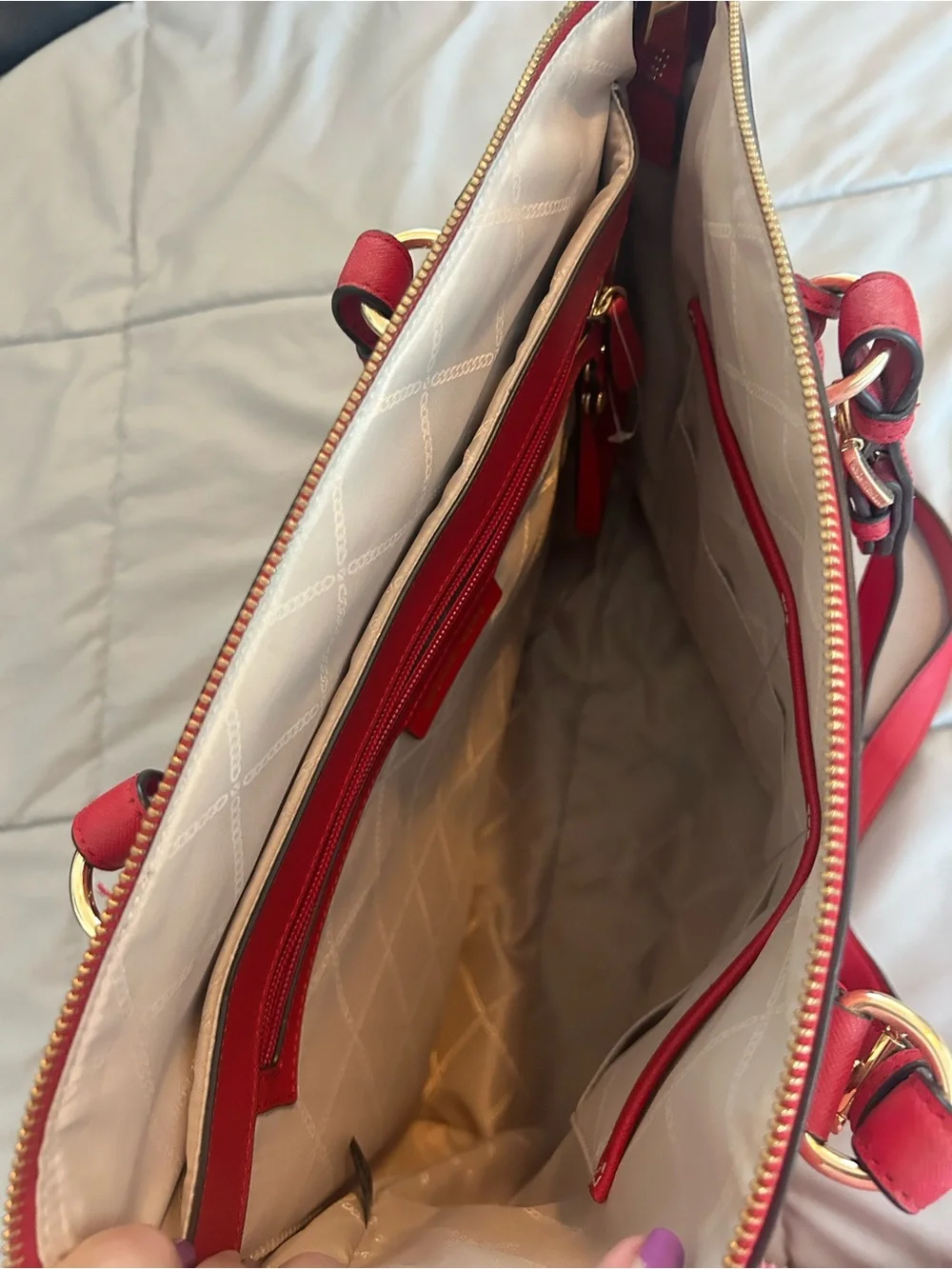 Michael Kors Red Tote with Gold Hardware